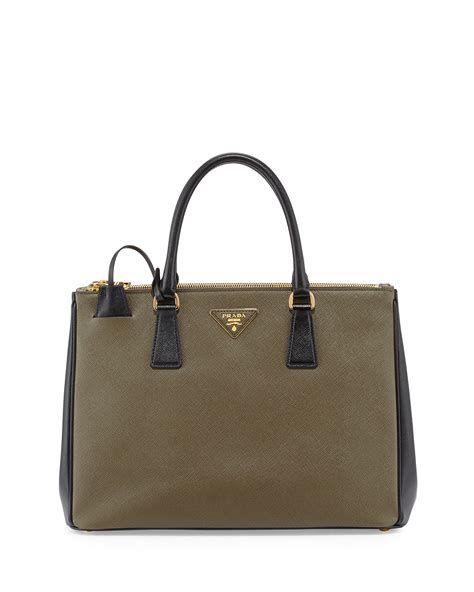 prada double zip tote green|prada saffiano cuir double bag.